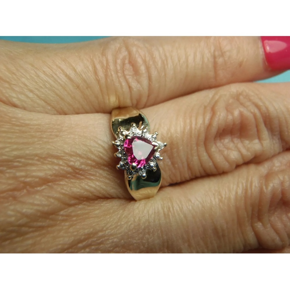 2ct Heart Ruby Lab Created Womens Ring 14k White … - image 1